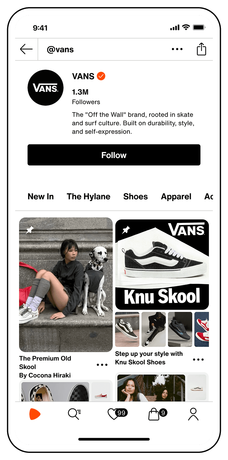 Zalando feed mobile view